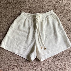 Linen blend drawstring shorts